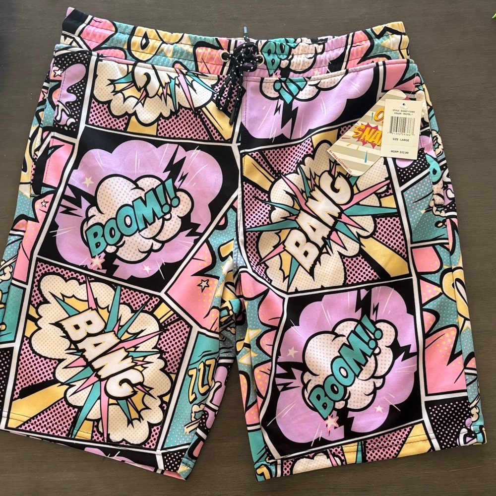 Comic Print Men's Athletic Shorts